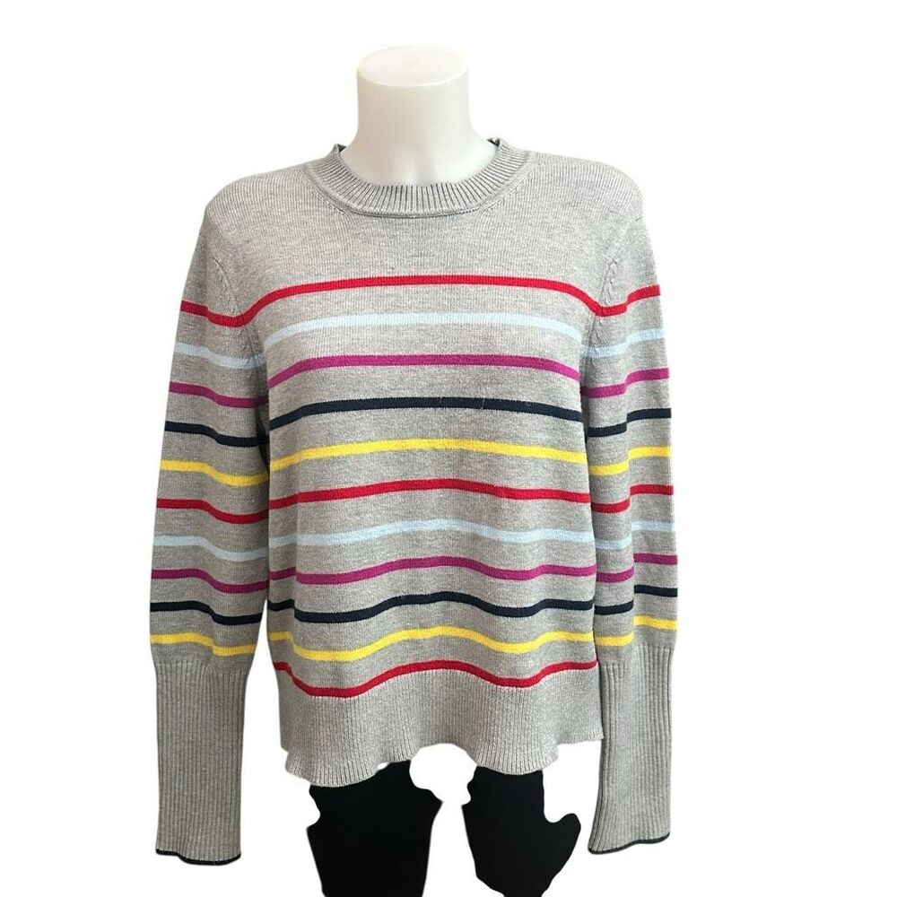 La Ligne x Target Gray Multicolor Striped Crewneck Sweater Size L Cashmere Blend